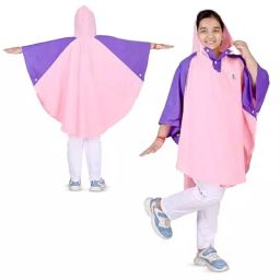 HACER Polyester Material Random Color Hooded Aqua Poncho Raincoat for 5 to 12 Years Old Kids Free Size, HC-AQP-RC01-24