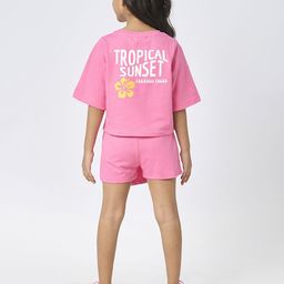 Ed-a-Mamma Girls Printed Round Neck Pure Cotton Top With Shorts-image-25