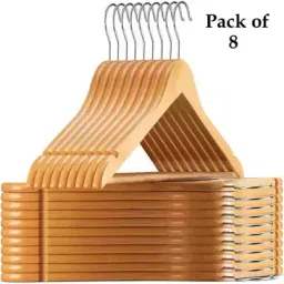 Ankit International Premium Wooden Hanger With Notches For Clothes Pack of 8-26