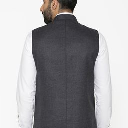 Wintage Men Charcoal Solid Nehru Jacket image 3