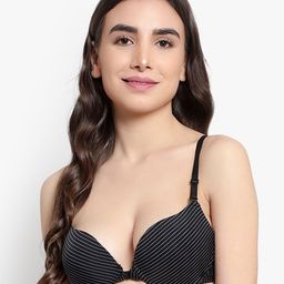 BRACHY Striped Medium Coverage Underwired Heavily Padded Low Back Cut and Sew Push-Up Bra-picture-6