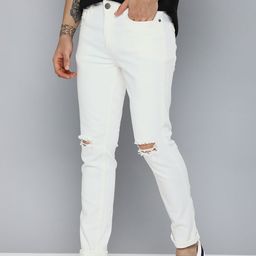 Mast & Harbour Men White Skinny Fit Slash Knee Stretchable Jeans-image-23