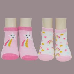 Yellow Bee Infant Girls Pack Of 2 Cotton Ankle-Length Socks-33