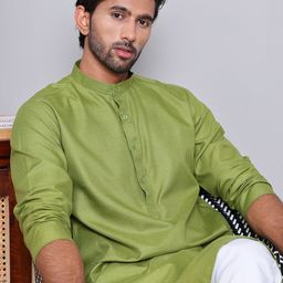 Jompers Men Solid Mandarin Collar Straight Kurta-56