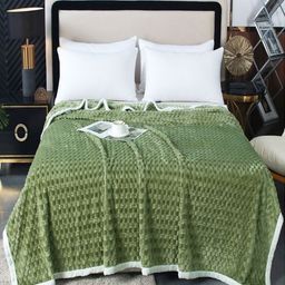 JC HOME Green & Grey AC Room 300 GSM Single Bed Blanket-45