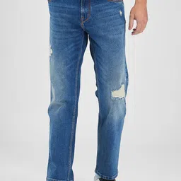 SPYKAR Men Relaxed Fit Mildly Distressed Light Fade Jeans-image-5
