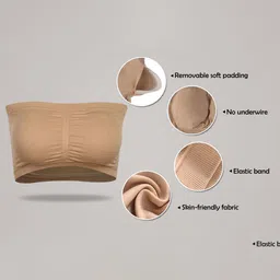 PLUMBURY Pack Of 3 Medium Coverage Removable Padding All Day Comfort Bandeau Bra image 5