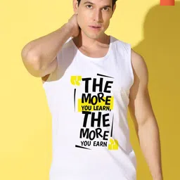 WOOSTRO Pack Of 2 Printed Combed Cotton Gym Vests VWS26(MORE WHITE)(ENJOY ORANGE)-image-17