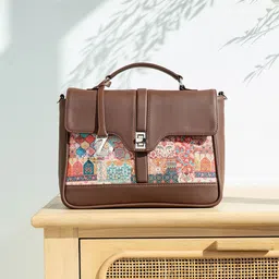 ZOUK Printed Structured Satchel-76