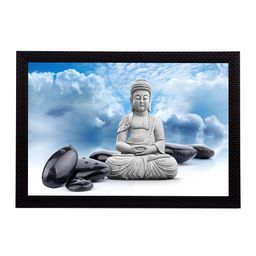 eCraftIndia White & Blue Lord Buddha UV Wall Art-image-24
