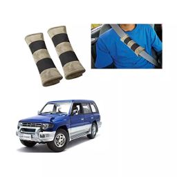Auto Pearl Seat Belt Cushion (Pack of 2, Beige and Black) Compatible for Mitsubishi Pajero-image-106