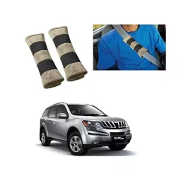 Auto Pearl Seat Belt Cushion (Pack of 2, Beige and Black) for - XUV 500-image-3