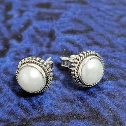 INARI SHINES 925 Sterling Silver Pearls Circular Shaped Oxidised Studs-2