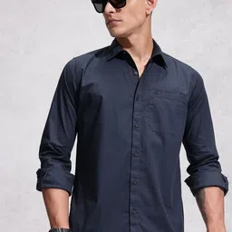WROGN Spread Collar Solid Casual Shirt-image-15