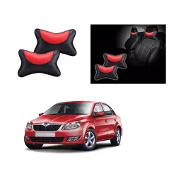 Auto Pearl Black and Red Designer Car Neck Rest Pillow Compatible for Skoda Rapid 2012-picture-22