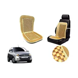 Auto Pearl Car Wooden Bead Seat Cushion with Beige Velvet Border Compatible for i10 Type-2-21