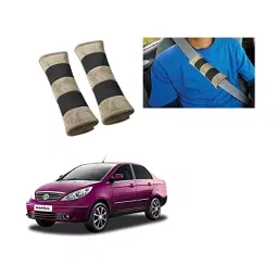 Auto Pearl Seat Belt Cushion (Pack of 2, Beige and Black) Compatible for Tata Manza-45
