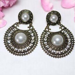 Jolly Faces Pearls Beaded Contemporary Antique Drop Earrings-26