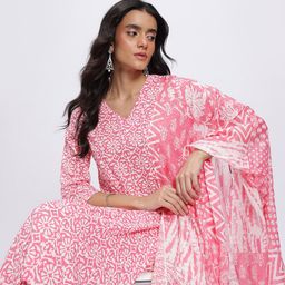 Anouk Floral Print Pure Cotton Straight Kurta with Trousers & Dupatta-picture-17