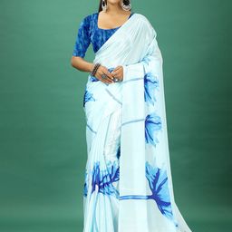 VIRENDRA TEXTILES Floral Printed Pure Crepe Saree-image-25