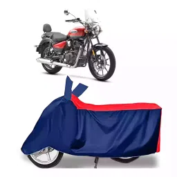 Auto Pearl Two Wheeler Cover with Bag for Royal Enfield Meteor BS6, Red & Blue-image-71
