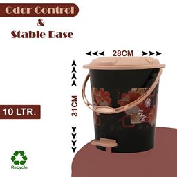 Kuber Industries Red & Black 3 Pieces Printed Pedal Dustbin with Lid & Handle image 3