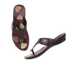 PENNEN Women Brown Casual Open Toe Flats-image-5
