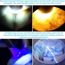 Hetkrishi Rechargeable USB 6 Led Expert Jade Appraisal Flashlight, Mineral Detection, Bacteria Detection Jade Flashlight, Gemstone Mineral Detection, Red,Blue,White,Yellow,Natural and 365nm UV Light image 2