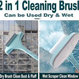 Rushwak Multifunctional Screen Brush 2 in 1 Mesh Cleaning Brush & Wiper with Extended Handle Window Cleaning Brush Net Cleaner Double-Sided Window Cleaner Window Mesh Cleaner, Multi Color, Pack of 1 image 2