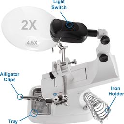 Wagela LED Light Helping Hands Magnifier Soldering Station - 2X 4X USB Lighted Hands with Watch Repair Tools Kit Clamp and Alligator Clips - for Soldering, Assembly, Repair, Modeling,Crafts image 5