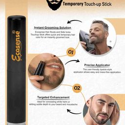 Ecosense Beard & Moustache Touchup Instant Temporary Beard Colour Stick | Black Color Pencil For Men, Beard Pen, Beard Dye for Long Lasting Coverage, Mustache 3 gm image 4