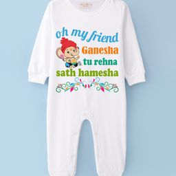 BLUSHES Infants Ganesh Chaturthi Printed Pure Cotton Round Neck Romper-image-45