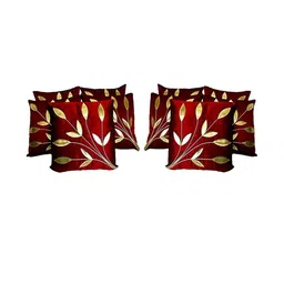 India Furnish Maroon Floral Silk Square Cushion Cover-picture-1