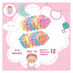 Chirsh Cotton Hosiery Washable & Reusable Nappies Pack Of 12 - Multicolour-9