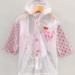 Babyhug Full Sleeves Hooded Raincoat Owl Print - Pink-picture-40