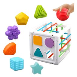 BItFeex Sensory Toys Shape Sorter Baby Blocks Colorful Textured Balls Sorting - Multicolour-16