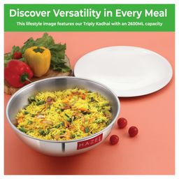 HAZEL Triply Stainless Steel Induction Bottom Tasra 20.5 cm Silver - 1500 ml-20