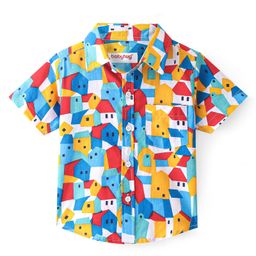 Babyhug Cotton Woven Half Sleeves House Print Shirt - Multicolour-image-49