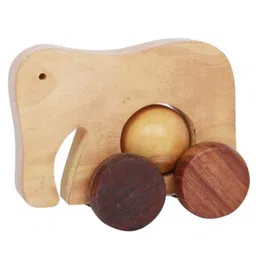 Desi Karigar Wooden Moving Toy Elephant With Wheels - For Kids & Home Decor-picture-38