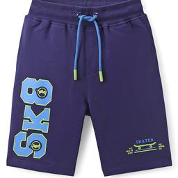 Pine Kids Terry KnitAbove Knee Length Shorts With Skate Print- Blue-image-28