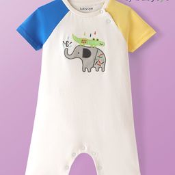 Babyoye  100% Cotton Knit Half Sleeves  Half Sleeves Romper Elephant  Placement Print - Multicolour-image-66