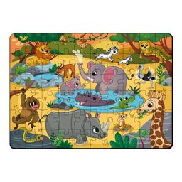 Mini Leaves 60 Pieces Wooden Floor Puzzle for Kids & Adults | Wild Safari Animals Jigsaw Floor Puzzle| Fun & Challenging Wooden Floor Puzzle Game - Gift & Kids with Wooden Box-18