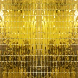 Decor Mantra sqaure foil fringe curtain for backdrop in birthday, baby shower party decoration - Gold - Pack of 2-22