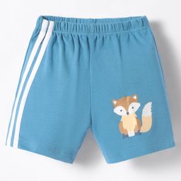 Tango Interlock Knit Knee Length Shorts with Fox Print - Royal Blue-image-83