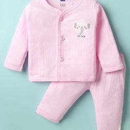 Simply Interlock Knit Full Sleeves Night Suit with Animal Print - Light Pink-picture-42