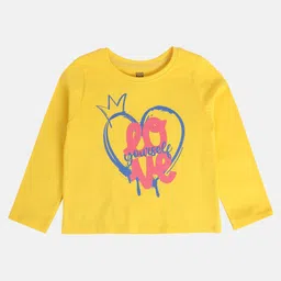 MINI KLUB Cotton Knit Full Sleeves Love Yourself Text Printed Top - Yellow-picture-16