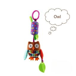 BitFeex Owl Hanging Toy with Teether Soft Plush Rattle Toy with Hook and Silicone Teether for Sensory Learning Perfect Gift for Newborns and Toddlers 012 Months image 2