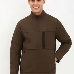 Allen Solly Men Solid Stand Collar Quilted Jacket-3