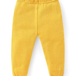 Babyhug Knitted Full Sleeves Front Open Hooded Sweater Set With Aztec Design - Mustard image 4