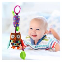 BitFeex Owl Hanging Toy with Teether Soft Plush Rattle Toy with Hook and Silicone Teether for Sensory Learning Perfect Gift for Newborns and Toddlers 012 Months image 4